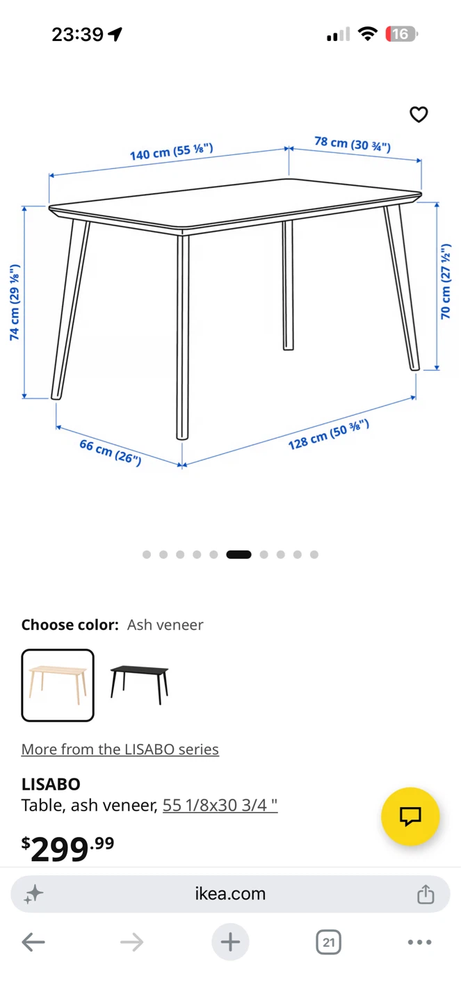 IKEA LISABO Table - photo 4
