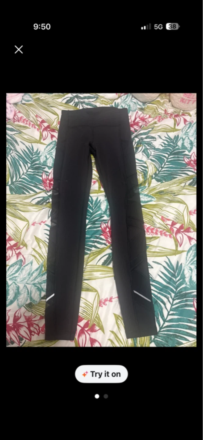 Lululemon Black Leggings with Mesh Panels