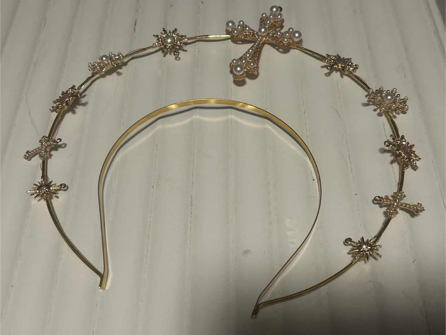 Gold Halo Headband with Stars and Pearls - photo 2