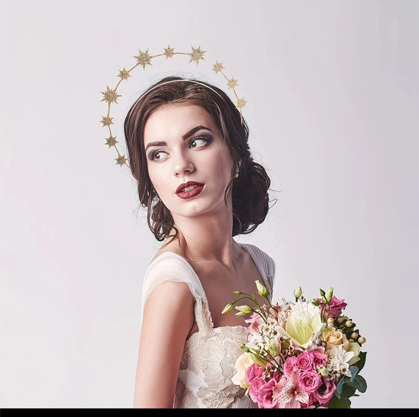 Gold Halo Headband with Stars and Pearls