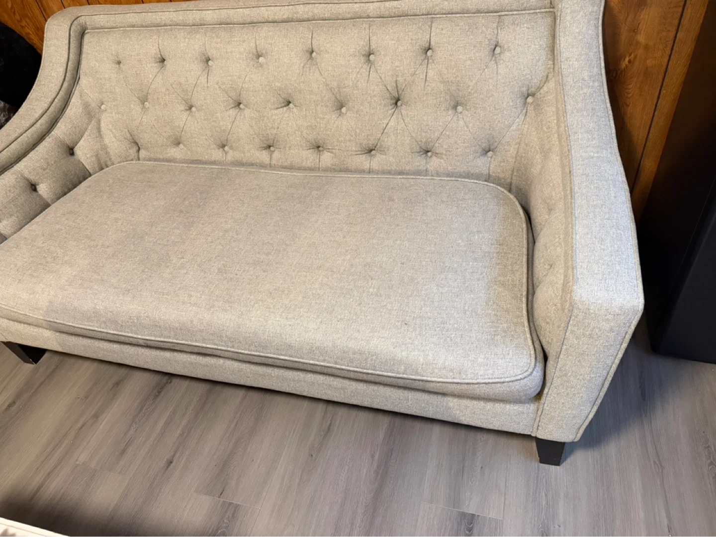 Light Grey Loveseat Sofa with Tufted Back