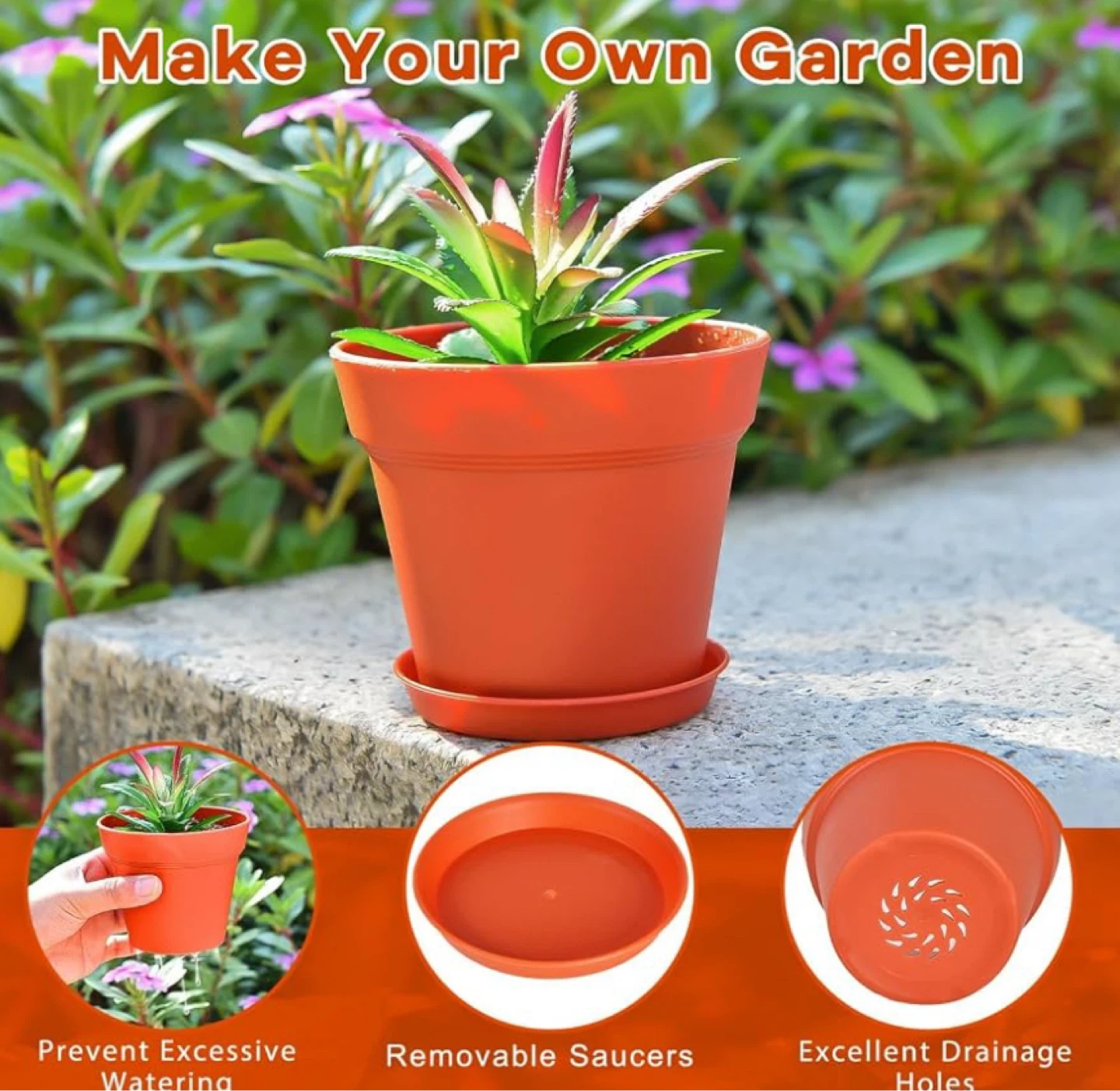 60 Pack Small Plastic Plant Pots with Saucers, 3.5 Inch - photo 5