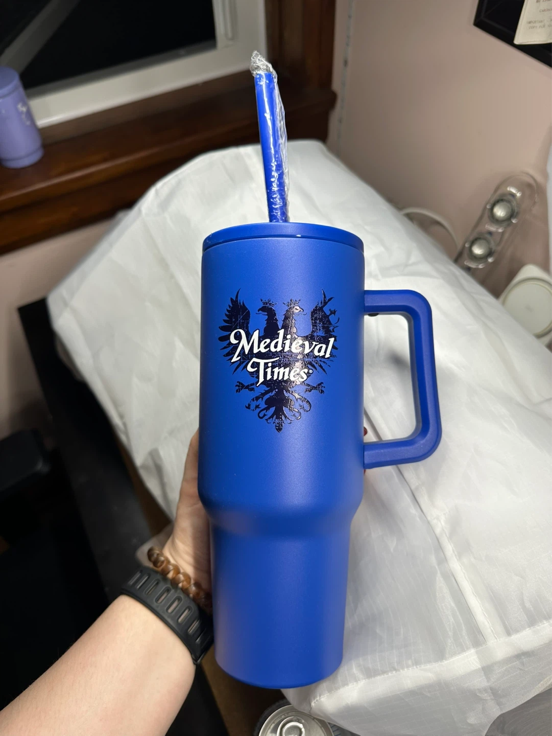 Blue Medieval Times Tumbler with Straw