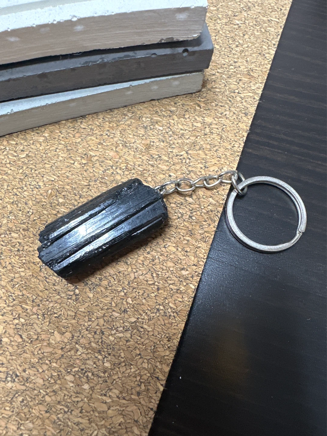 Black Tourmaline Crystal Keychain