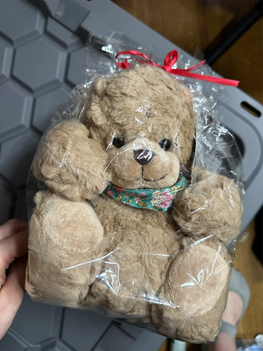 Plush Teddy Bear with Floral Scarf