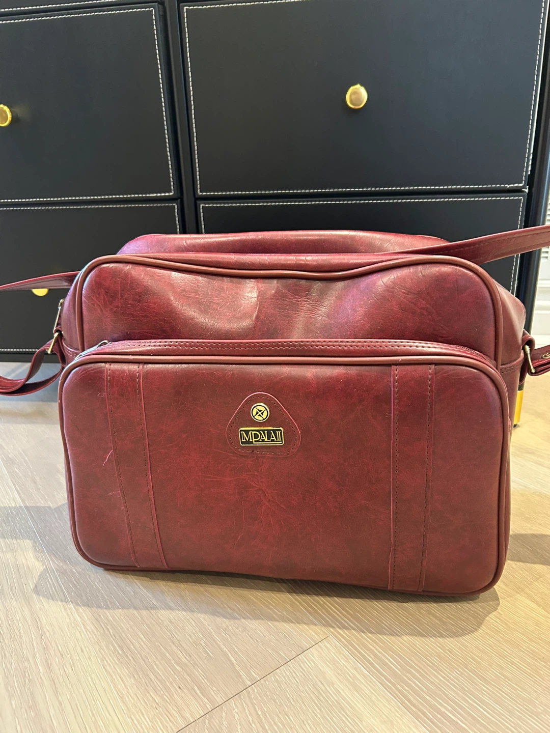 Monai Burgundy Faux Leather  Bag