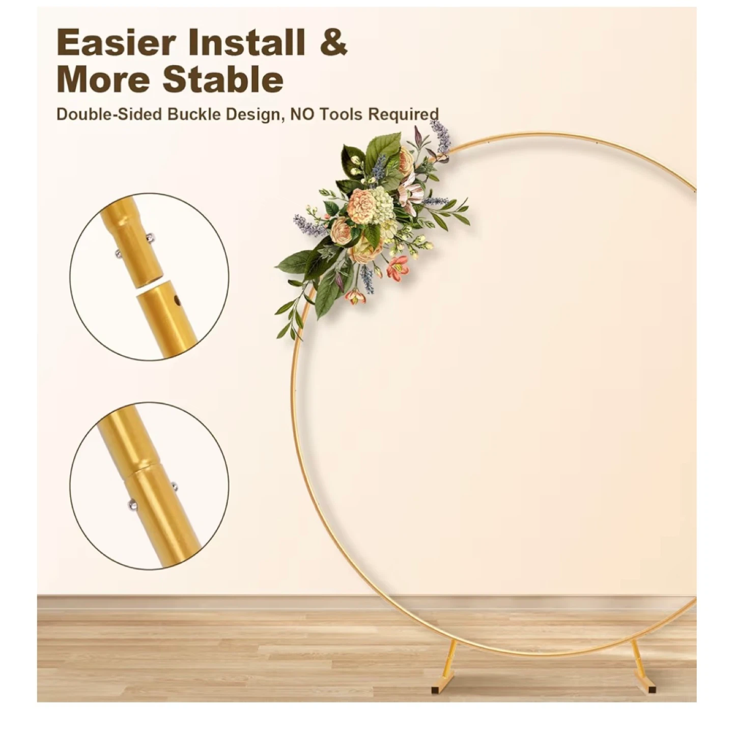 Gold Round Arch Backdrop Stand 6.5ft - photo 3