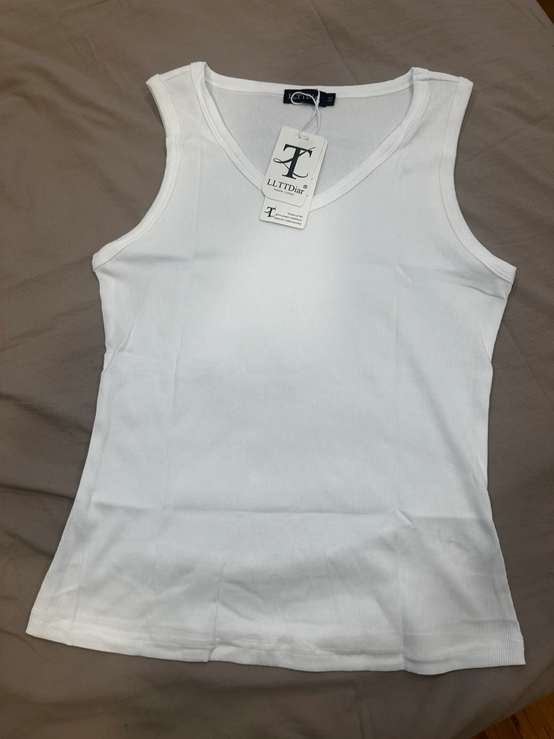 LLTTDiar Women's Ribbed V-Neck Tank Top - White - photo 2