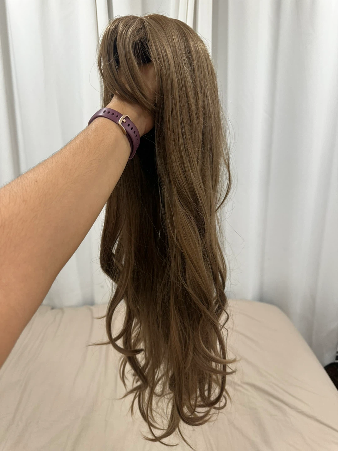 Long Wavy Brown Wig with Wig Cap