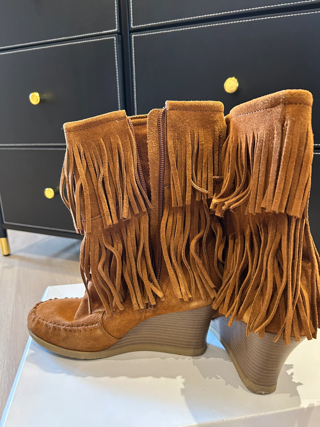 Minnetonka Fringe Wedge Boots size 8 - photo 4