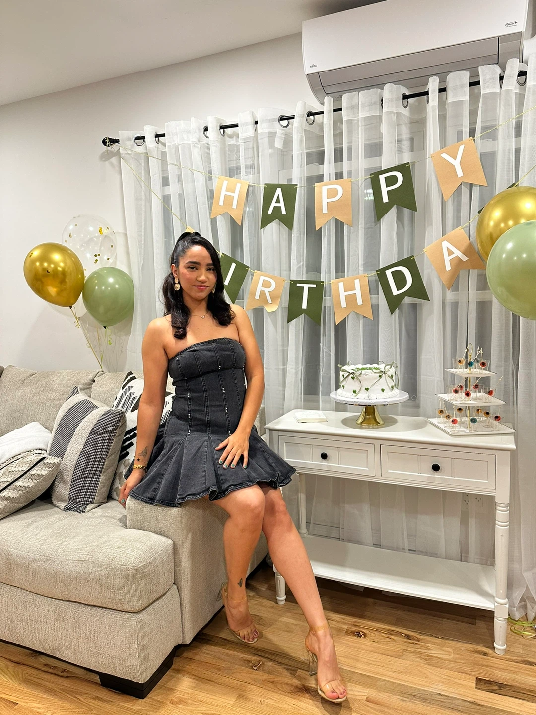 Strapless Denim Fit and Flare Dress