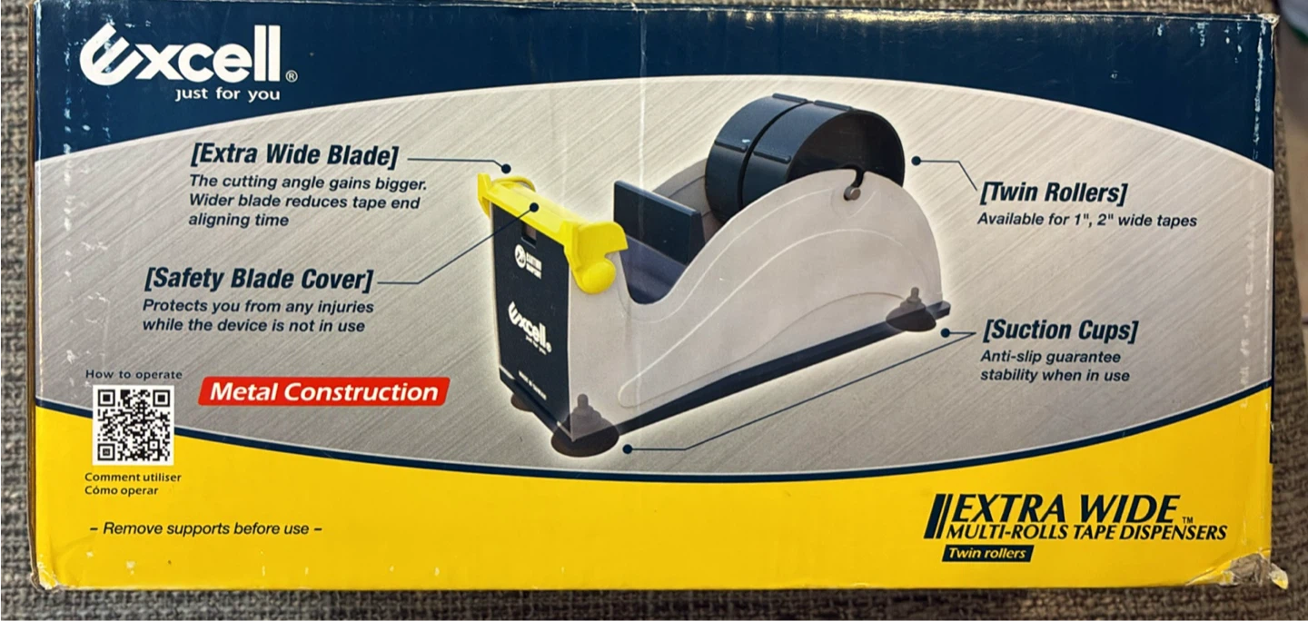 New Excell Extra Wide Multi-Rolls Tape Dispenser Twin Rollers - photo 2