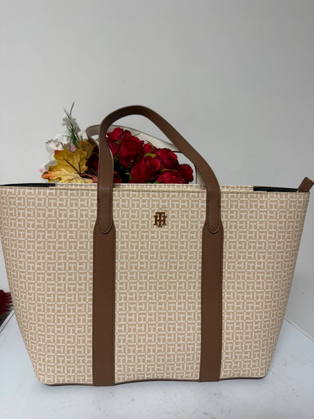 Tommy Hilfiger Monogram Tote Bag - Tan
