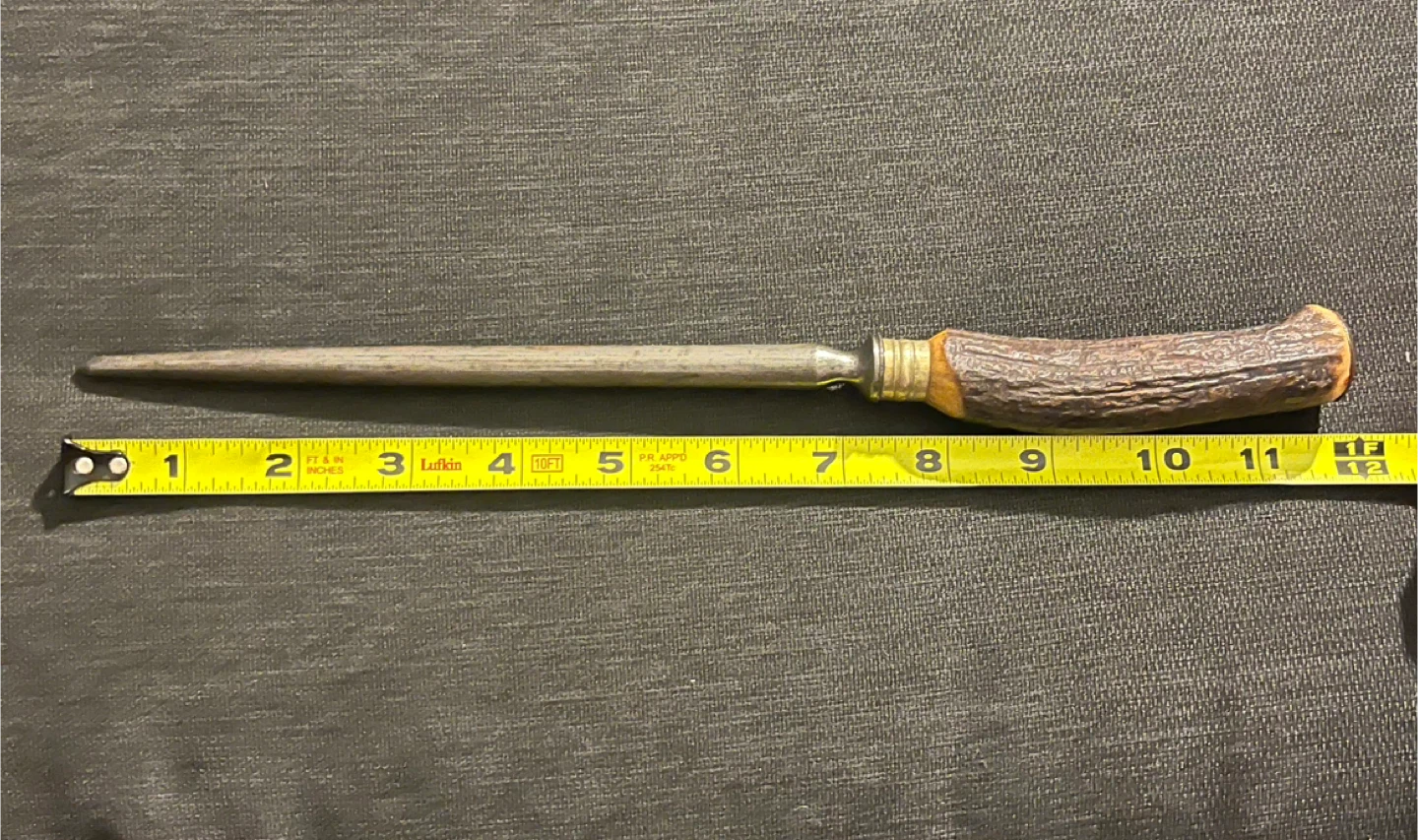 Vintage cast steel Sharpening Steel with Antler Handle - photo 3