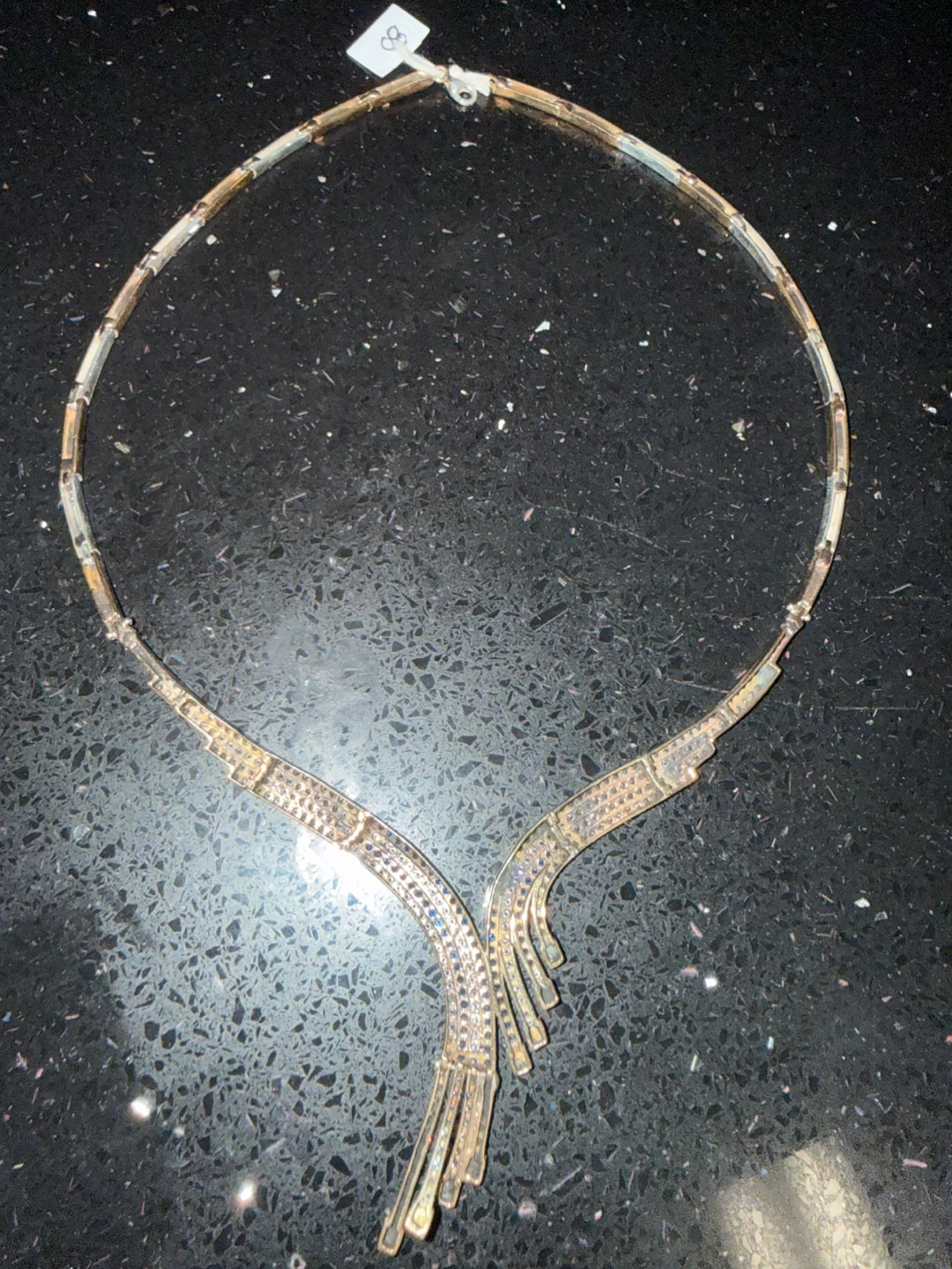 Elegant 17” 925/copper Necklace with Blue and CZ Stones - photo 2