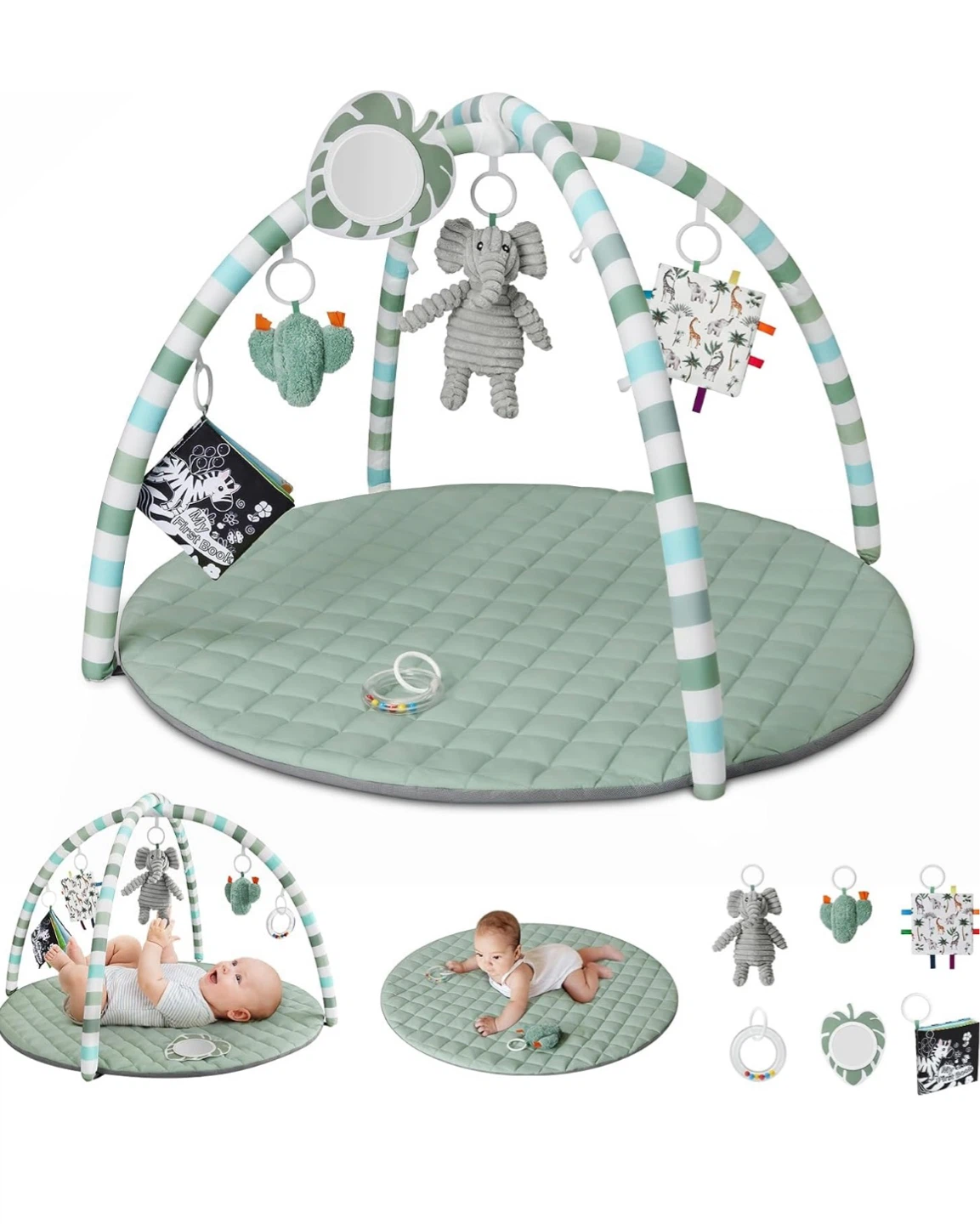 Baby Play Mat Gym with 6 Detachable Toys