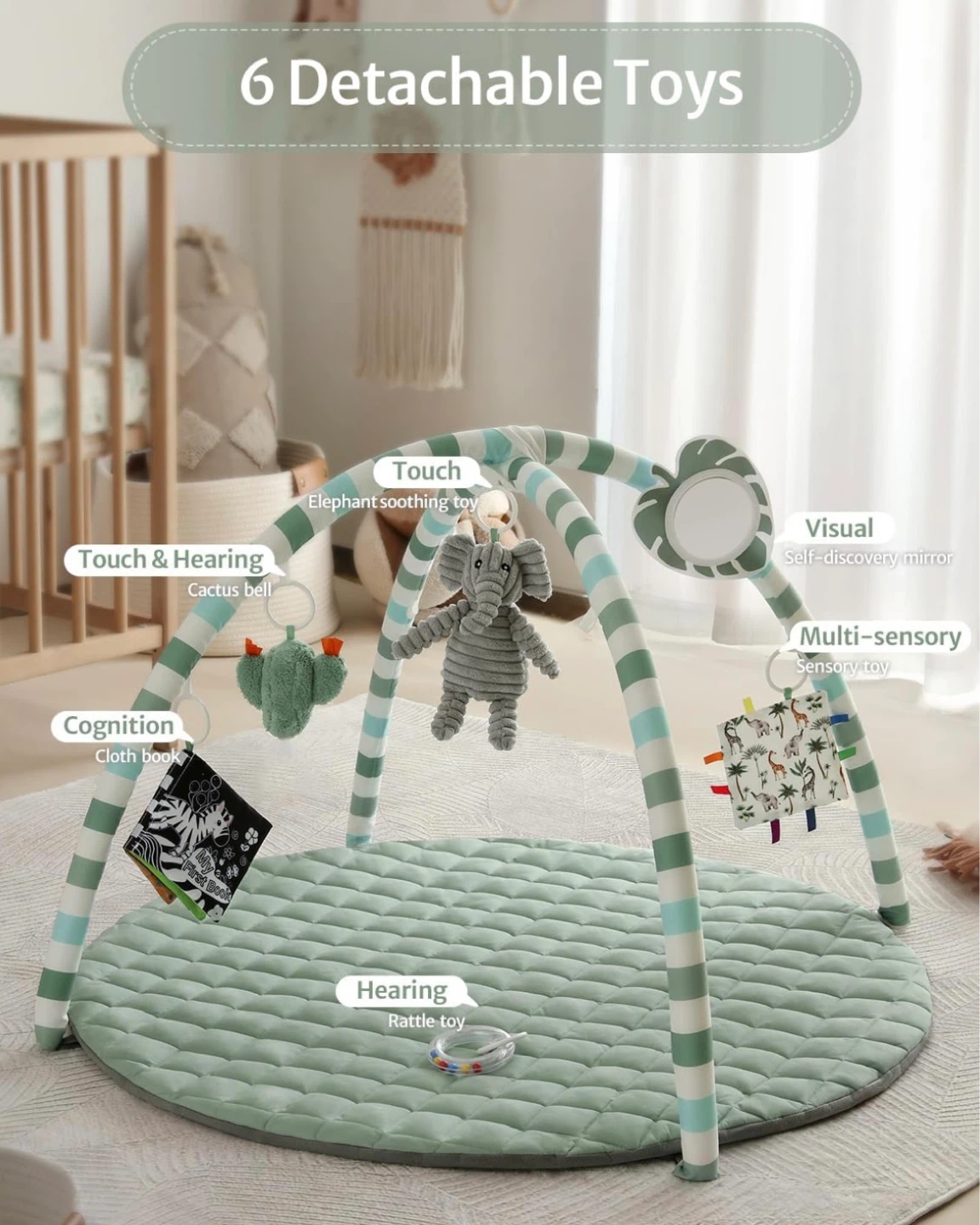 Baby Play Mat Gym with 6 Detachable Toys - photo 3