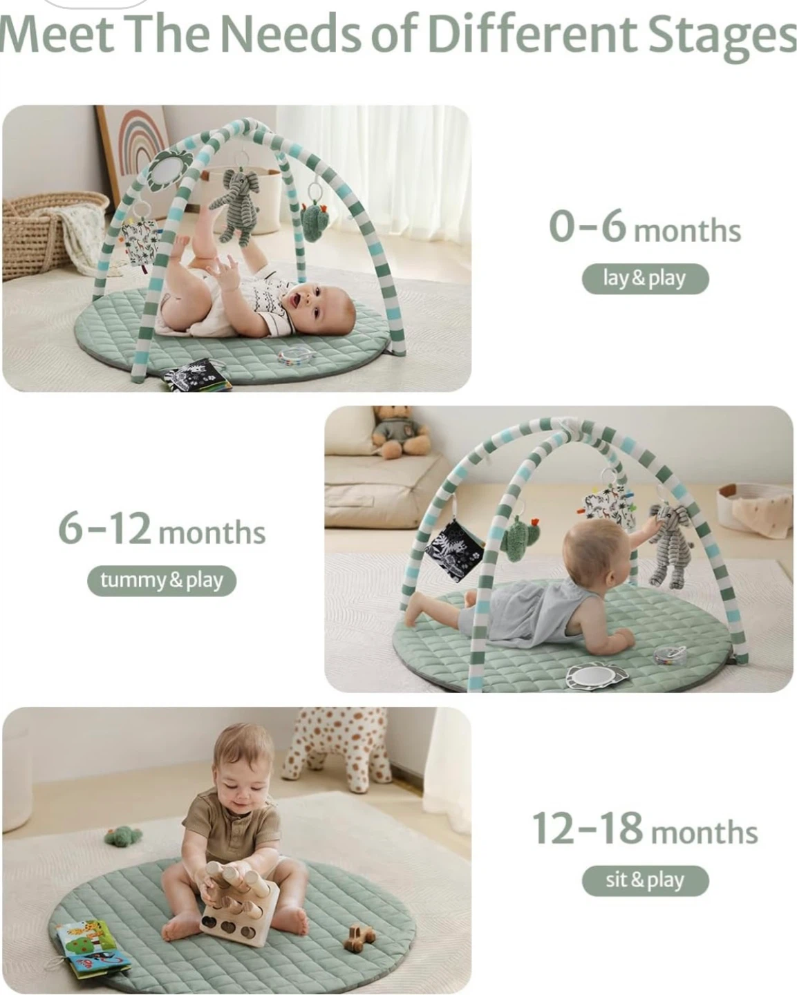 Baby Play Mat Gym with 6 Detachable Toys - photo 4
