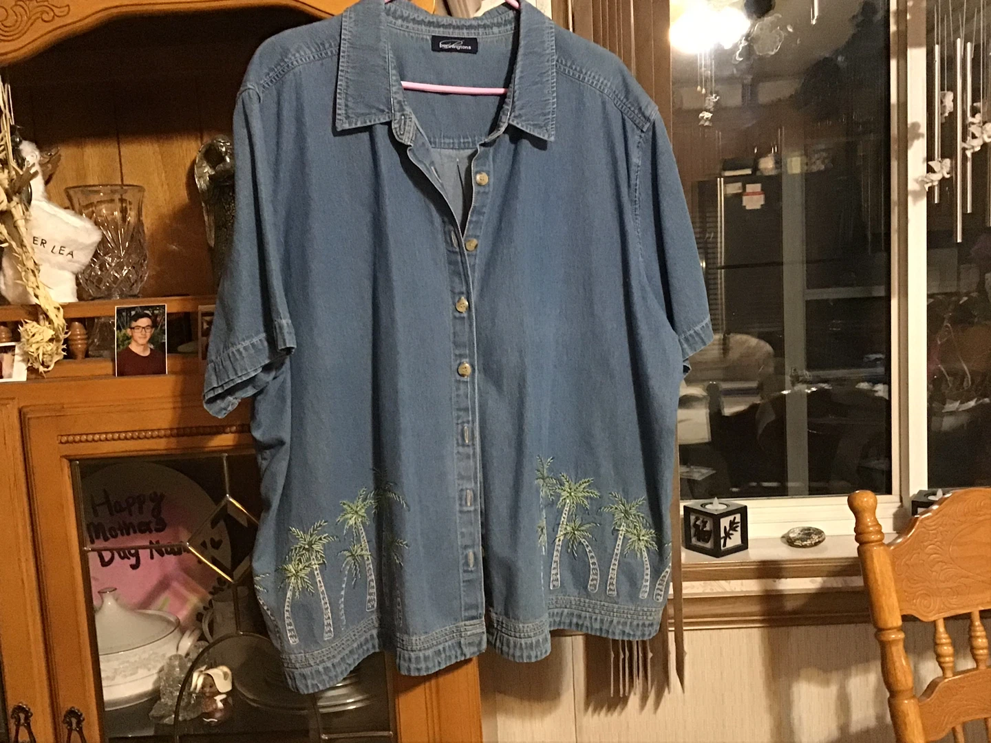 Denim Shirt with Palm Trees