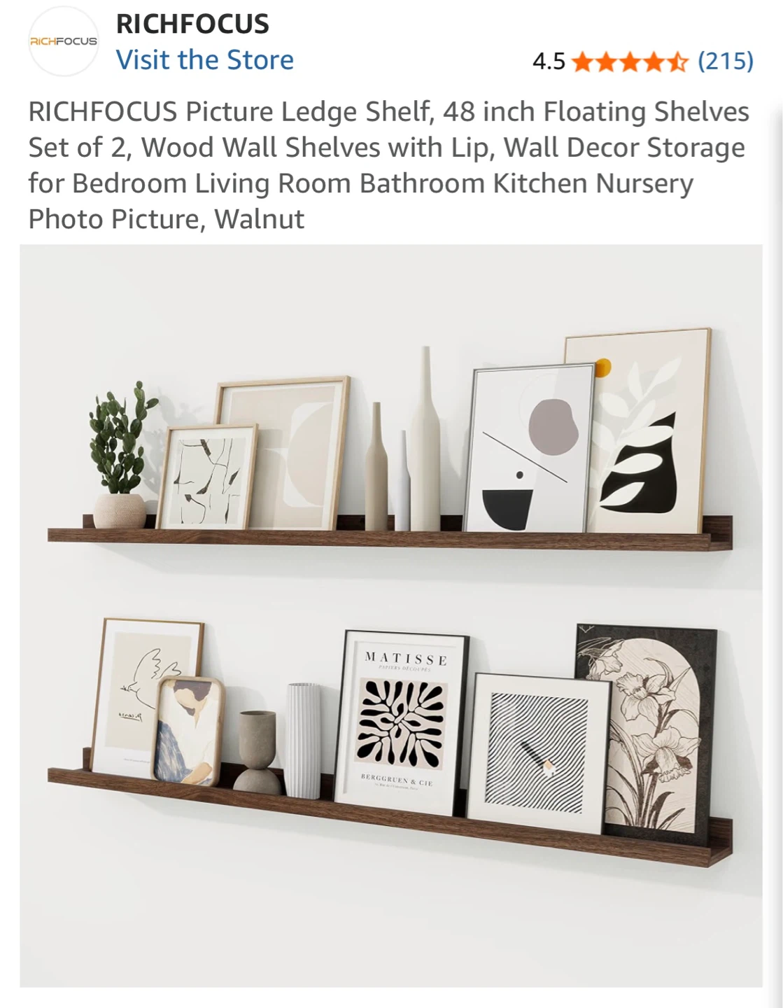 2-Pack Brown Floating Shelves