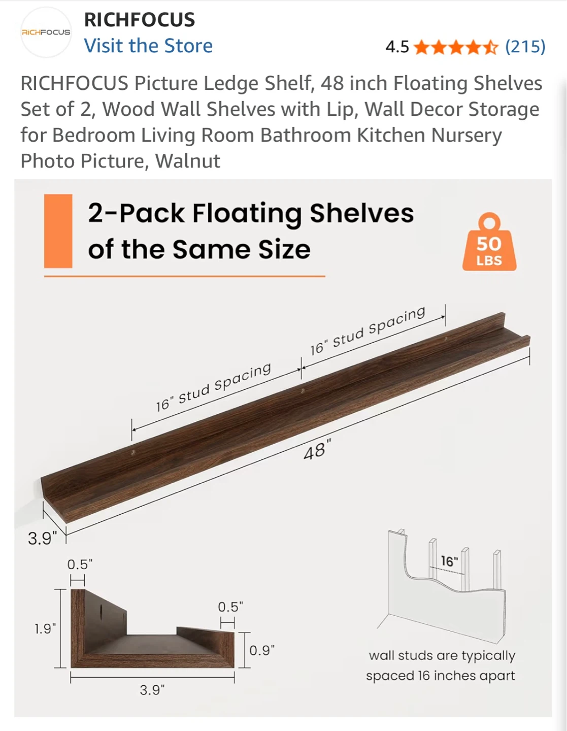 2-Pack Brown Floating Shelves - photo 4
