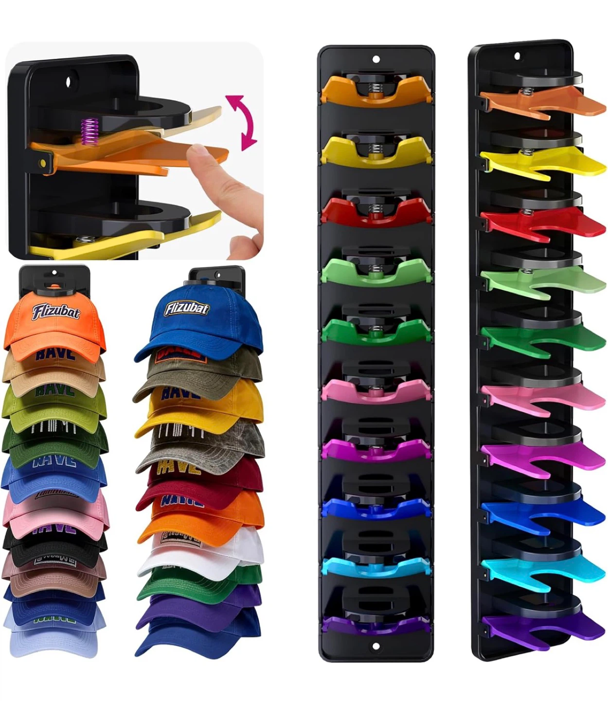Wall-mounted Cap Display Organizer Rack