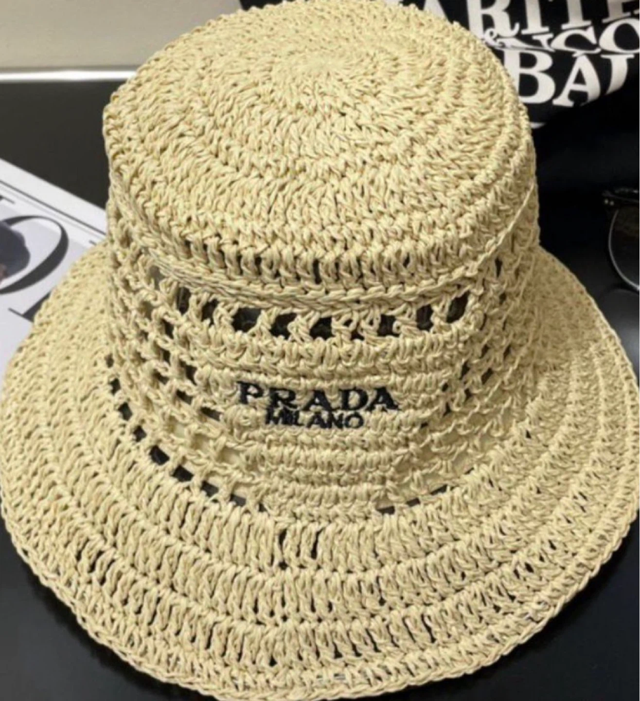 Prada Milano Straw Bucket Hat