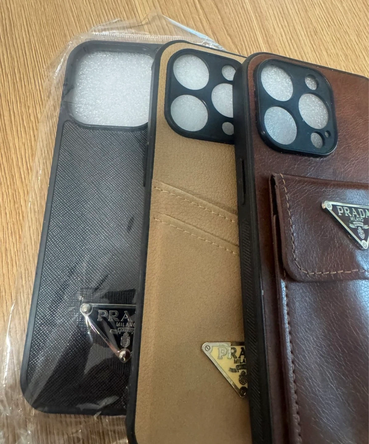 iPhone 15 pro max Prada Phone Cases - Brown, Black & Tan