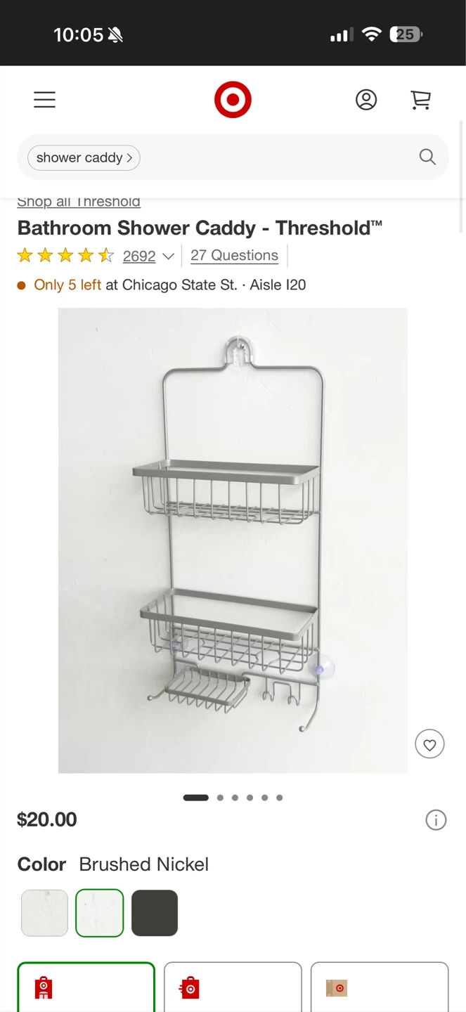 Threshold Bathroom Shower Caddy - Brushed Nickel - photo 2