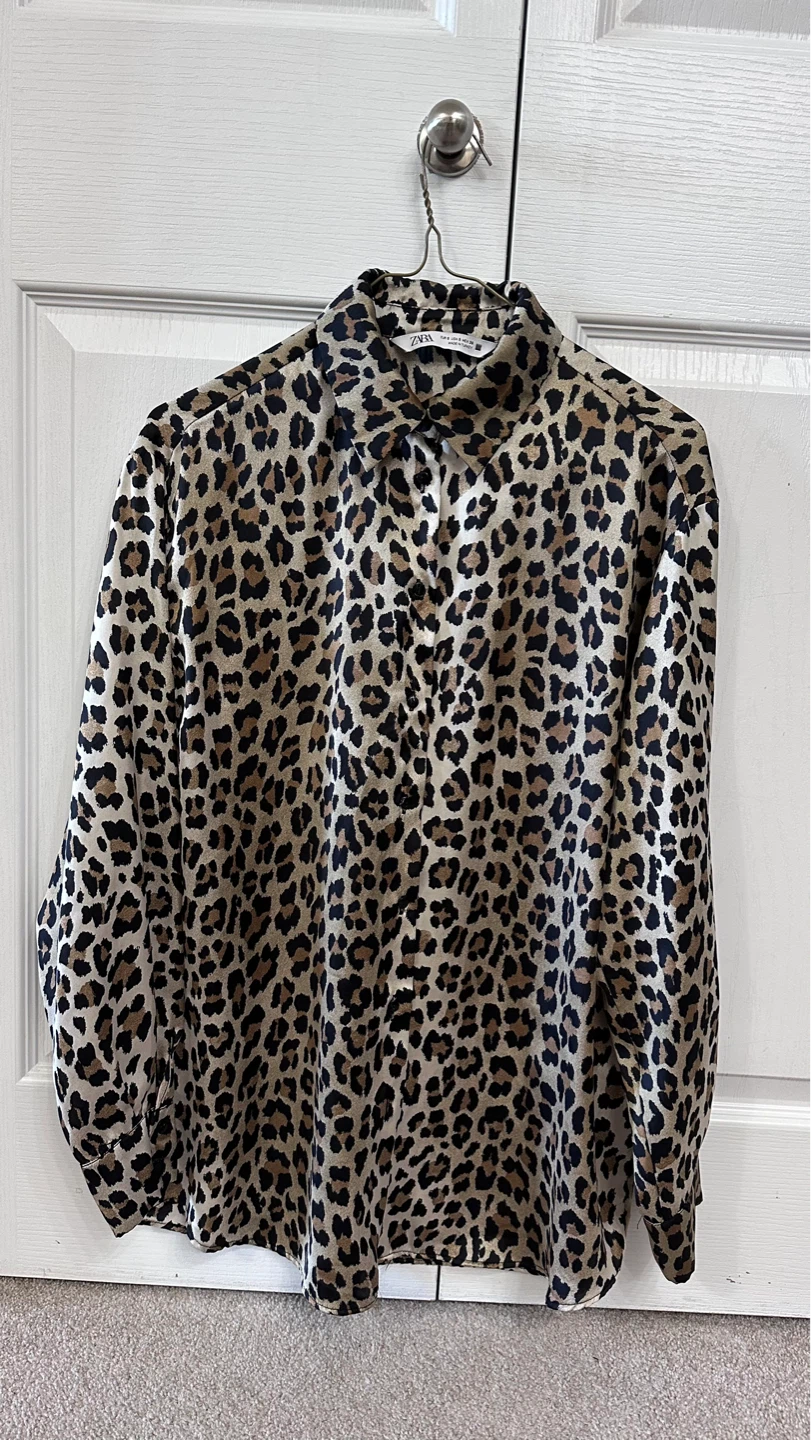 ZARA Leopard Print Button-Up Shirt