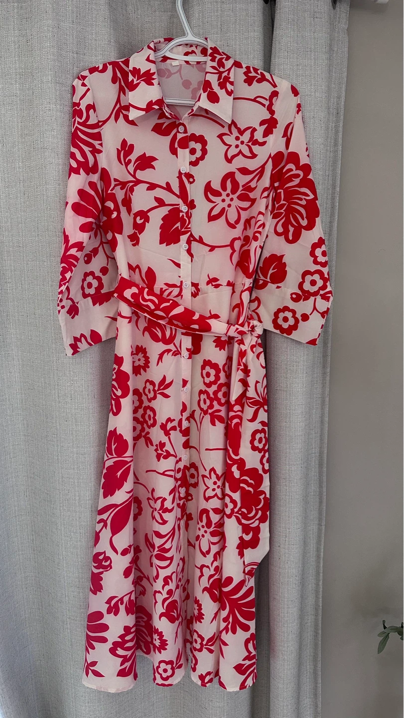 Floral Print Button-Up Midi Dress