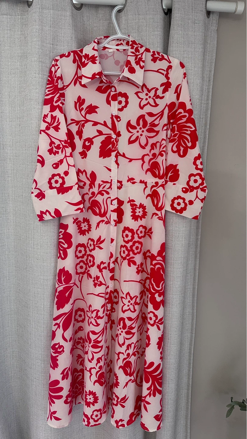 Floral Print Button-Up Midi Dress - photo 2