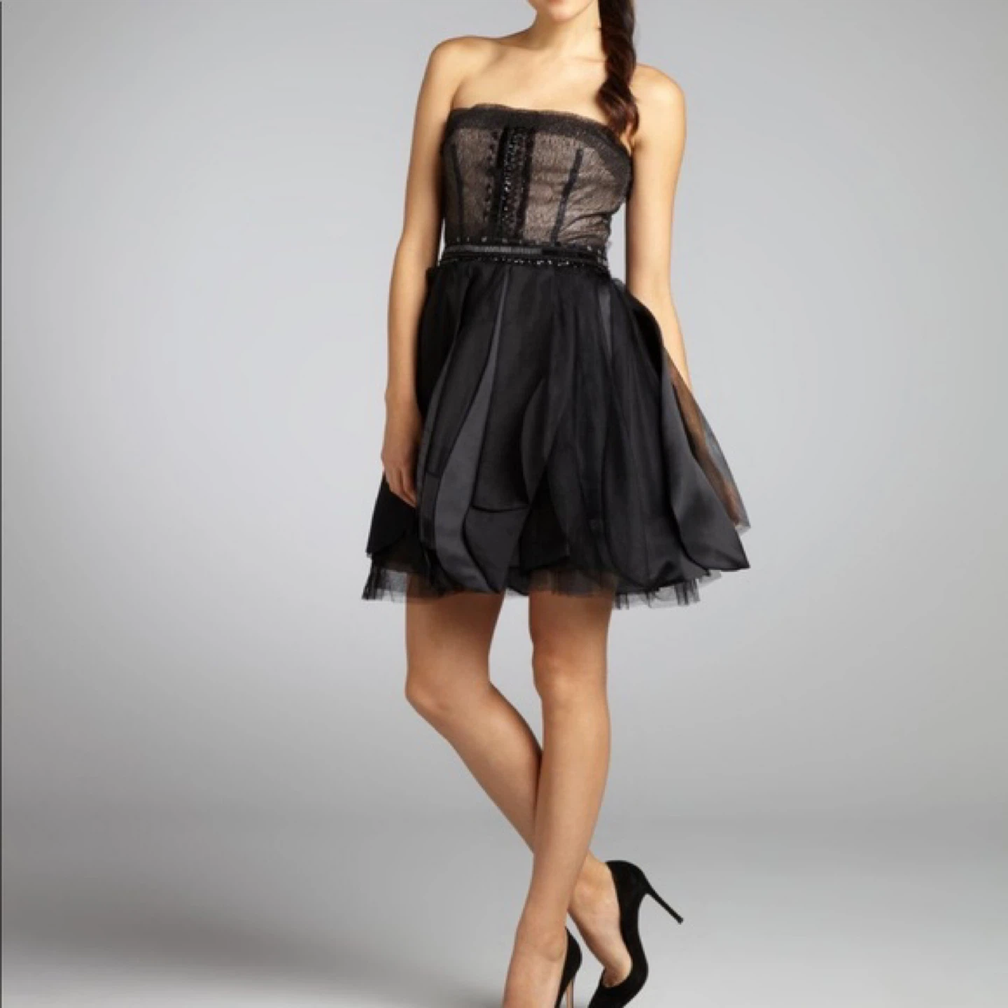 Vera Wang Lavender Label Strapless Silk Mesh Mini Dress Size 4