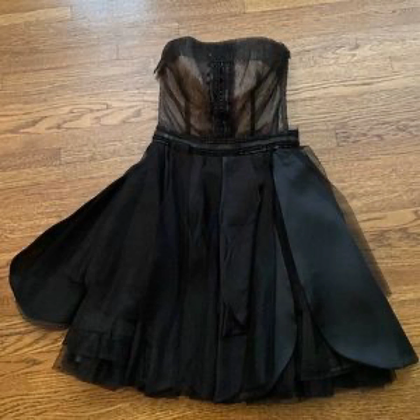 Vera Wang Lavender Label Strapless Silk Mesh Mini Dress Size 4 - photo 3