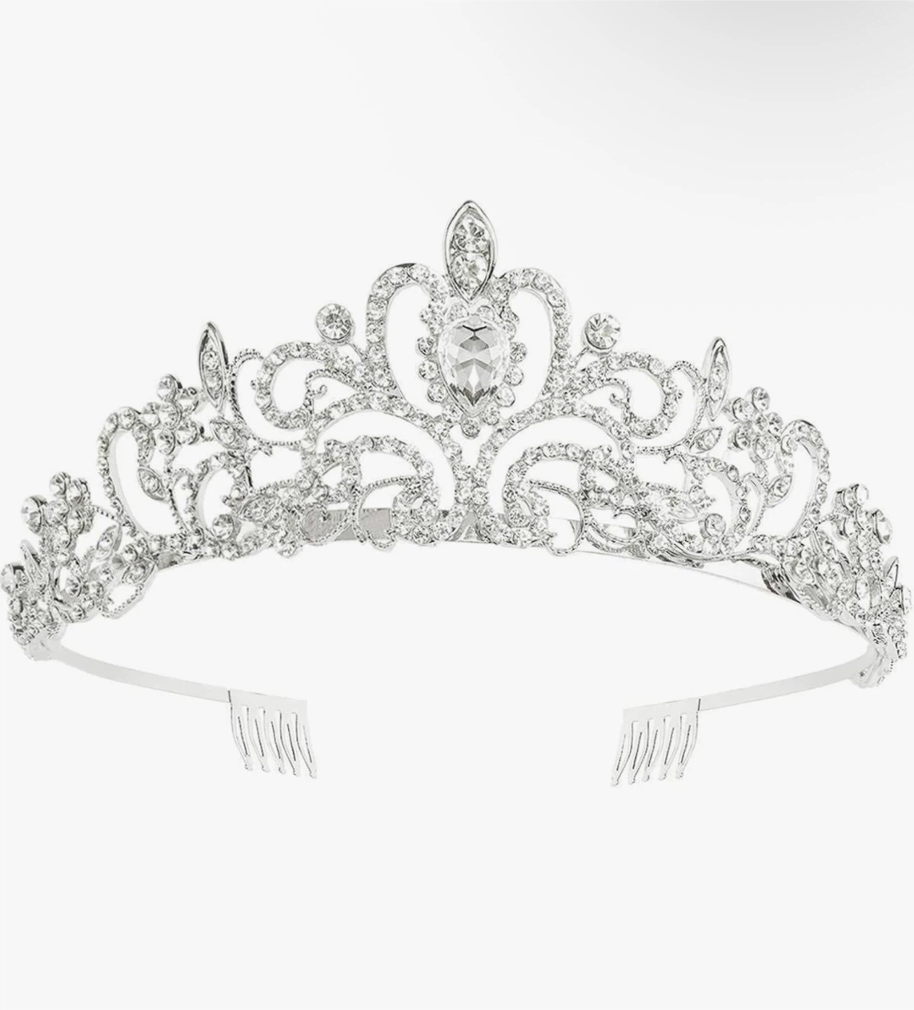 Silver Tiara crown with Rhinestones