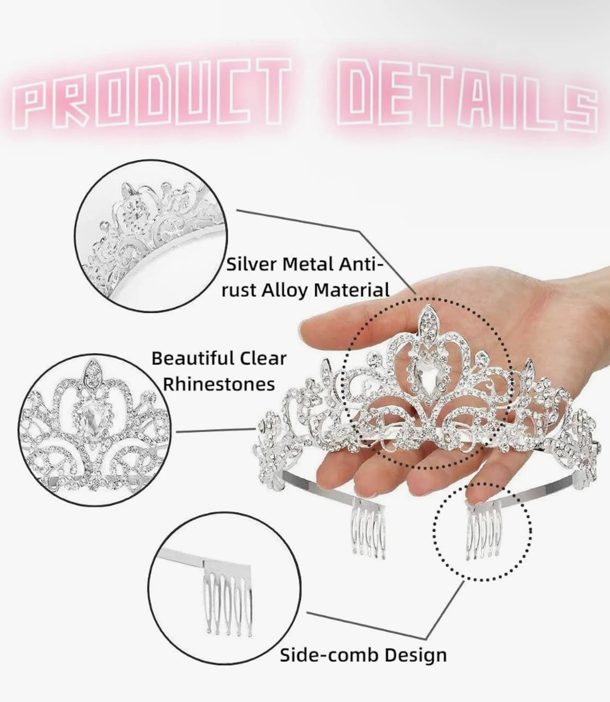 Silver Tiara crown with Rhinestones - photo 2