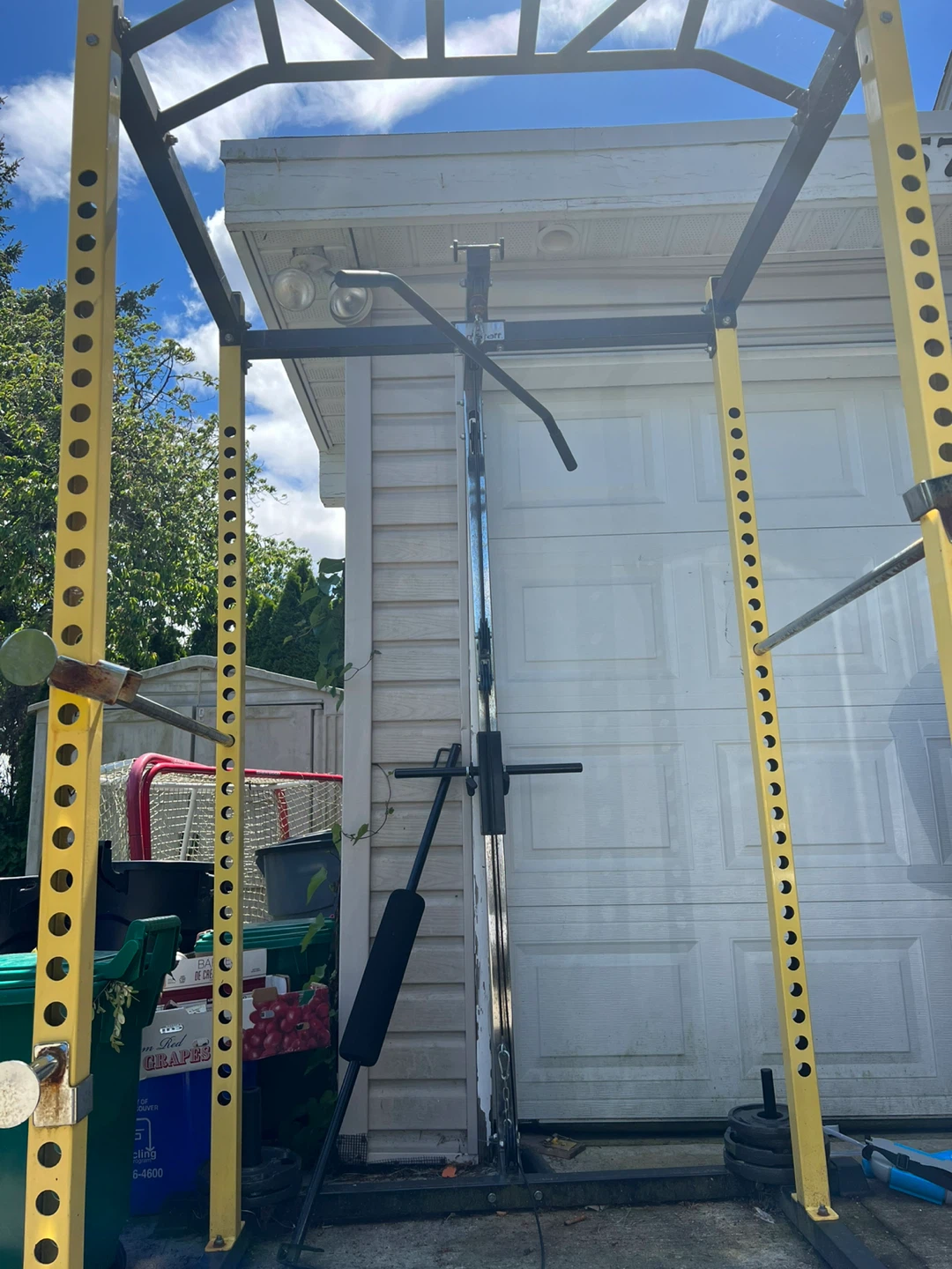 Yellow Squat Rack with Pull-up Bar