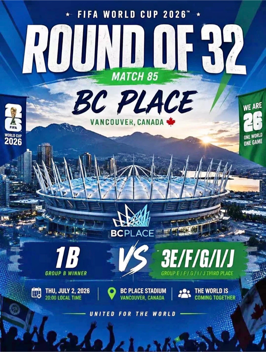 FIFA World Cup 2026 Round of 32 Match BC Place