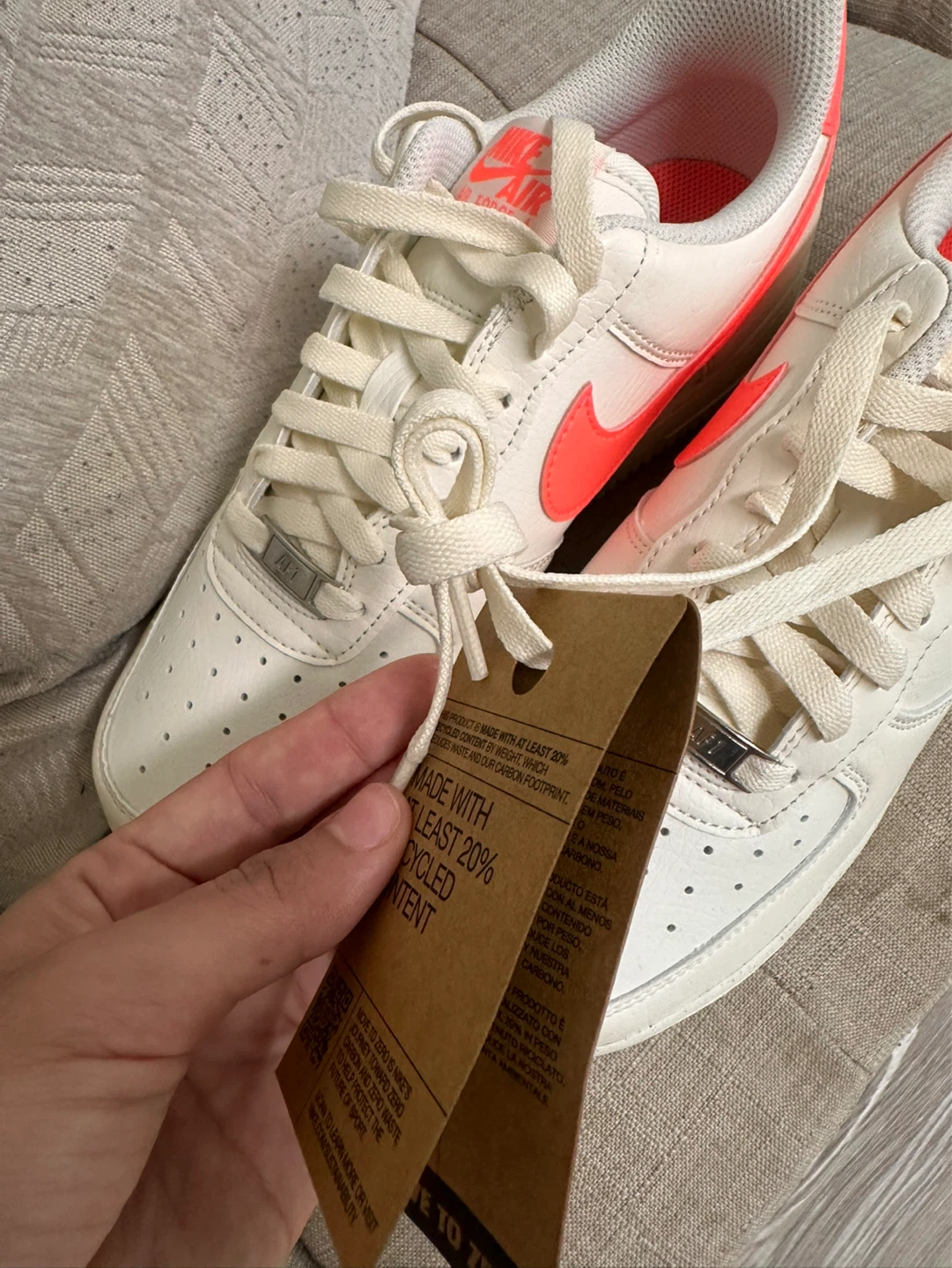 Nike Air Force 1 Shoes - White & Neon Orange - photo 4