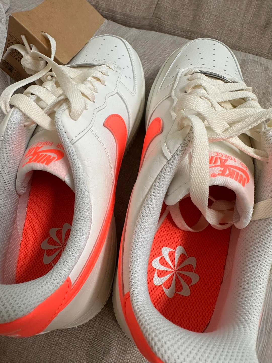 Nike Air Force 1 Shoes - White & Neon Orange - photo 5