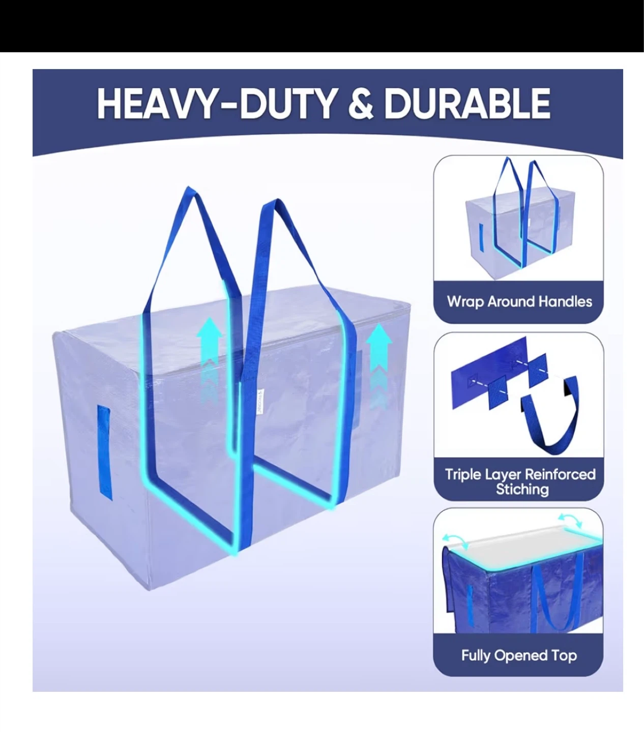 New 6 Pack Blue Large Storage Bags 27"x14"x15" - photo 2