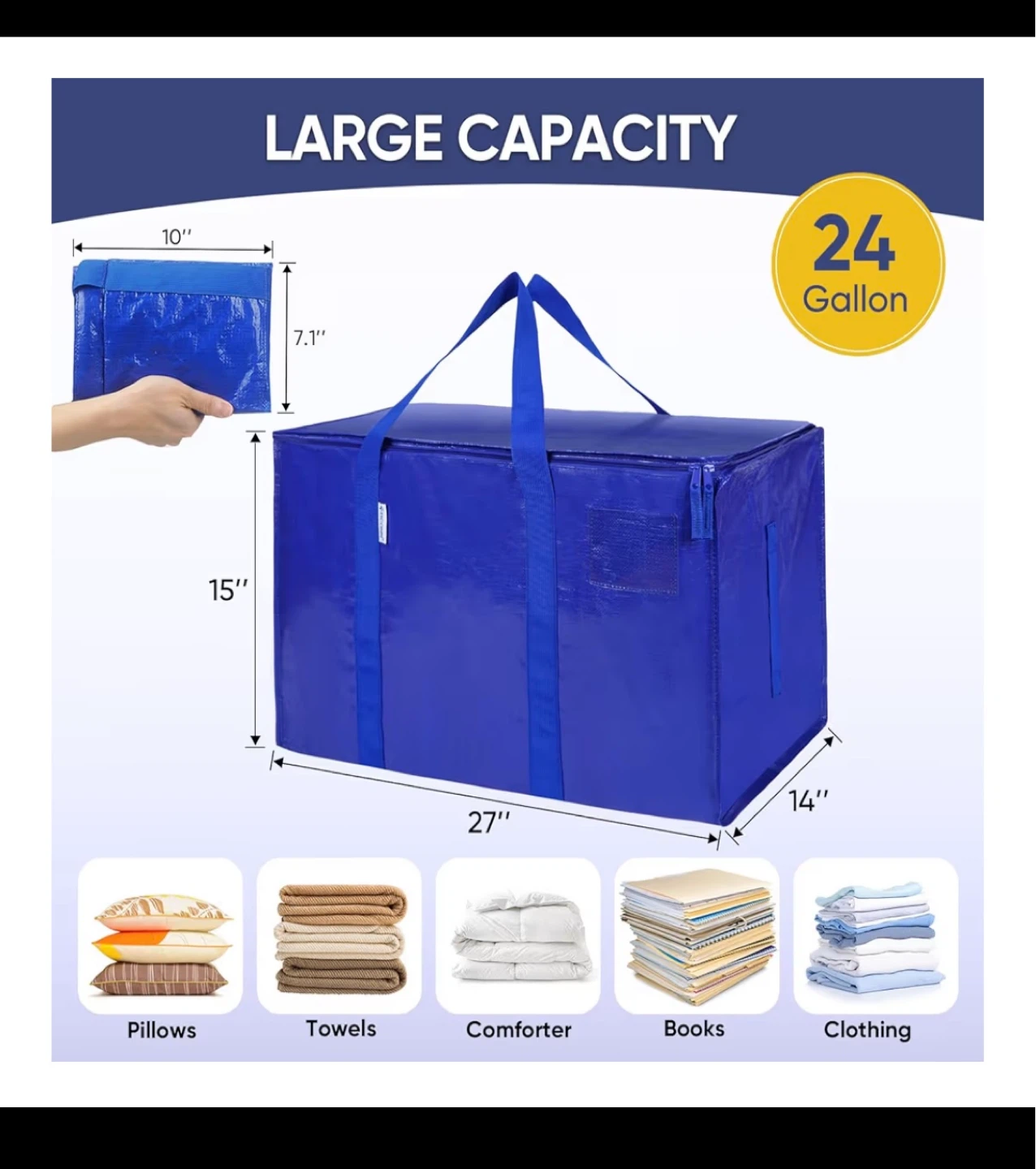 New 6 Pack Blue Large Storage Bags 27"x14"x15" - photo 3