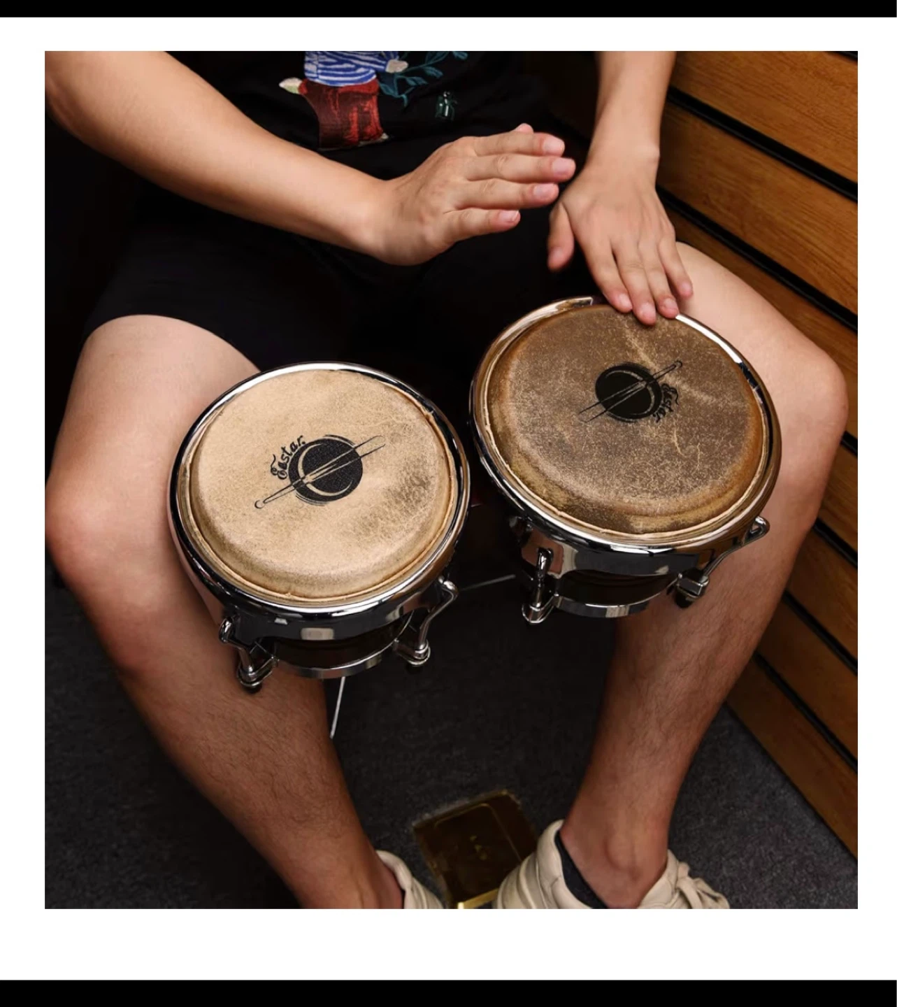 Eastar Bongo Drums with Natural Skin Heads and Carry Case