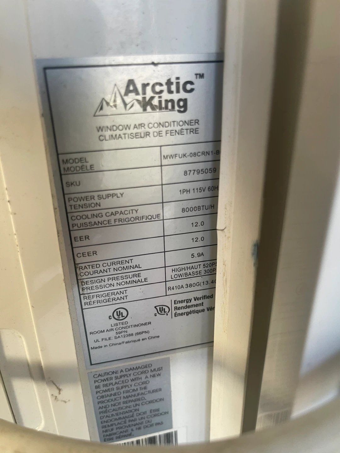 Arctic King Window Air Conditioner MWFUK-08CRN1-B - photo 3