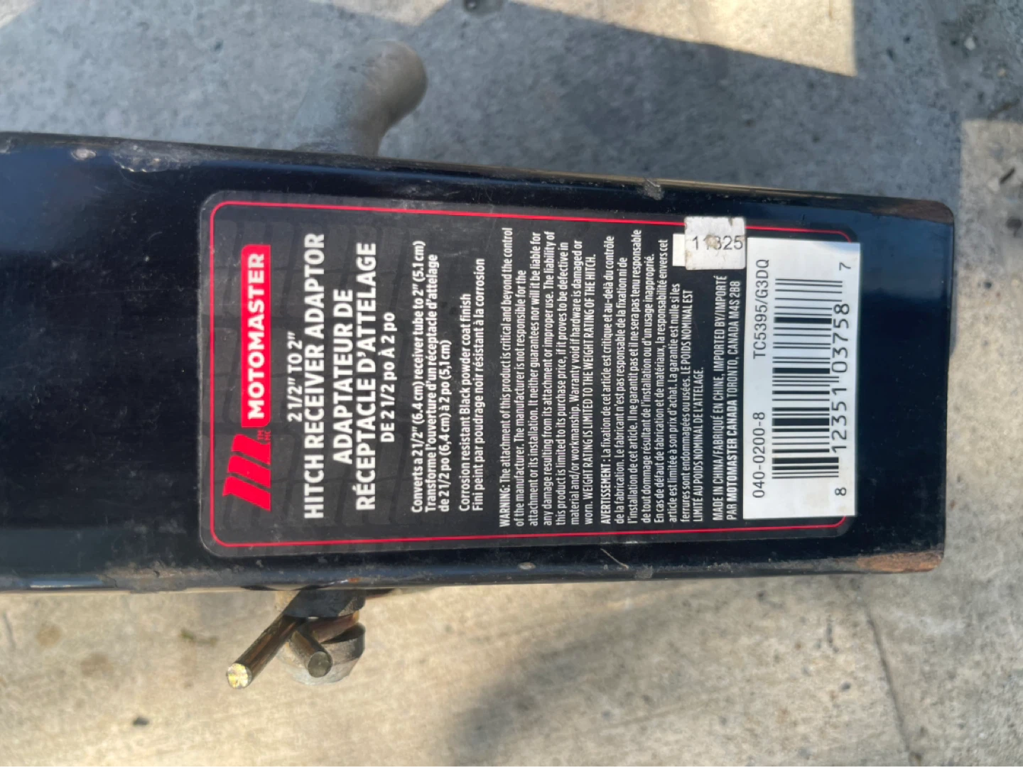 Motomaster Hitch Receiver Adaptor