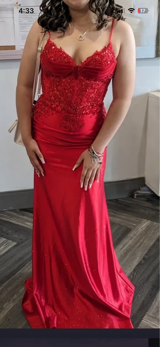 ❤️ Red Beaded Formal/Prom Dress – Worn Once ❤️