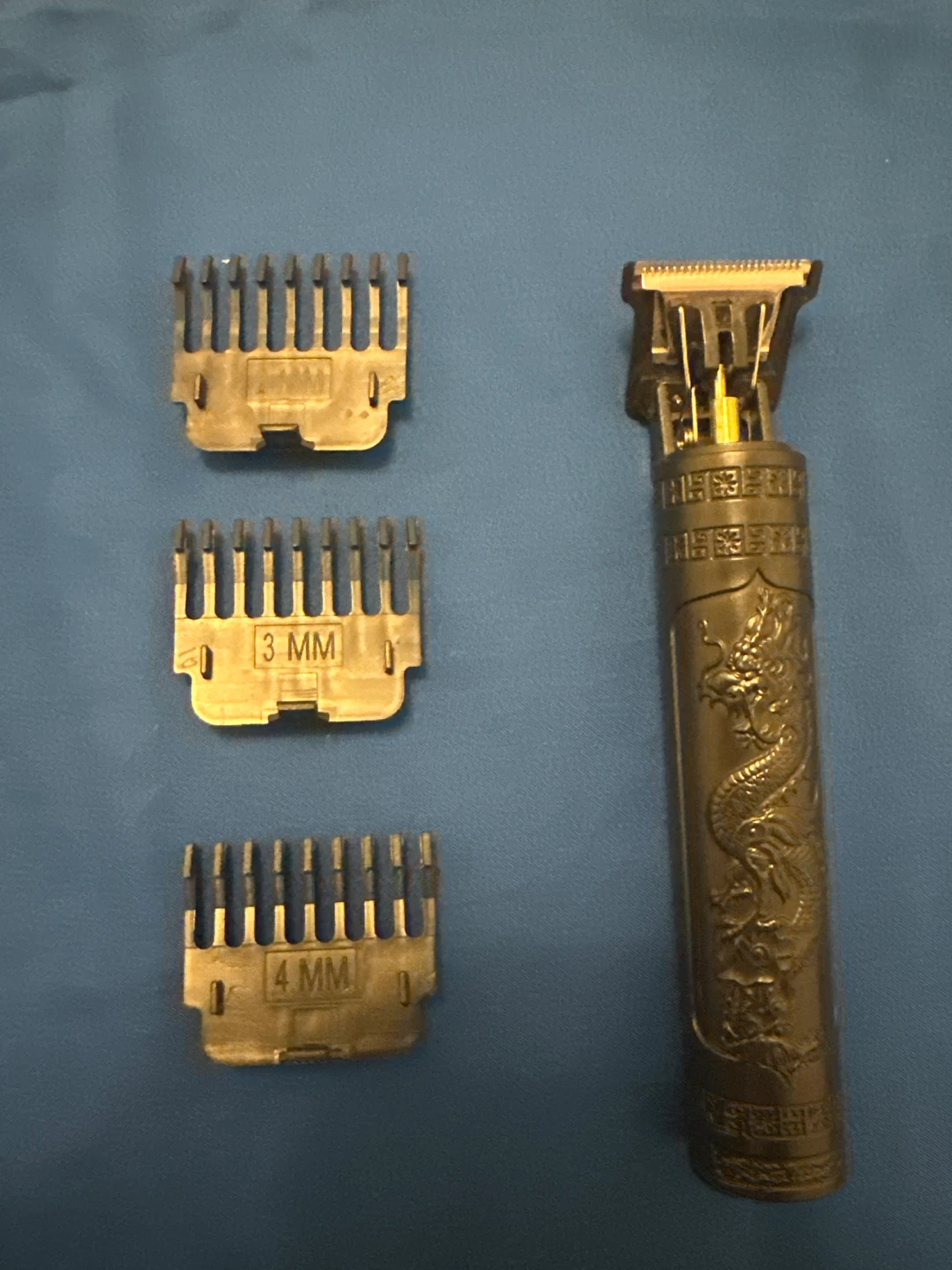 Dragon Engraved T-Blade Hair Trimmer with 2nm,3mm,4mm Guards