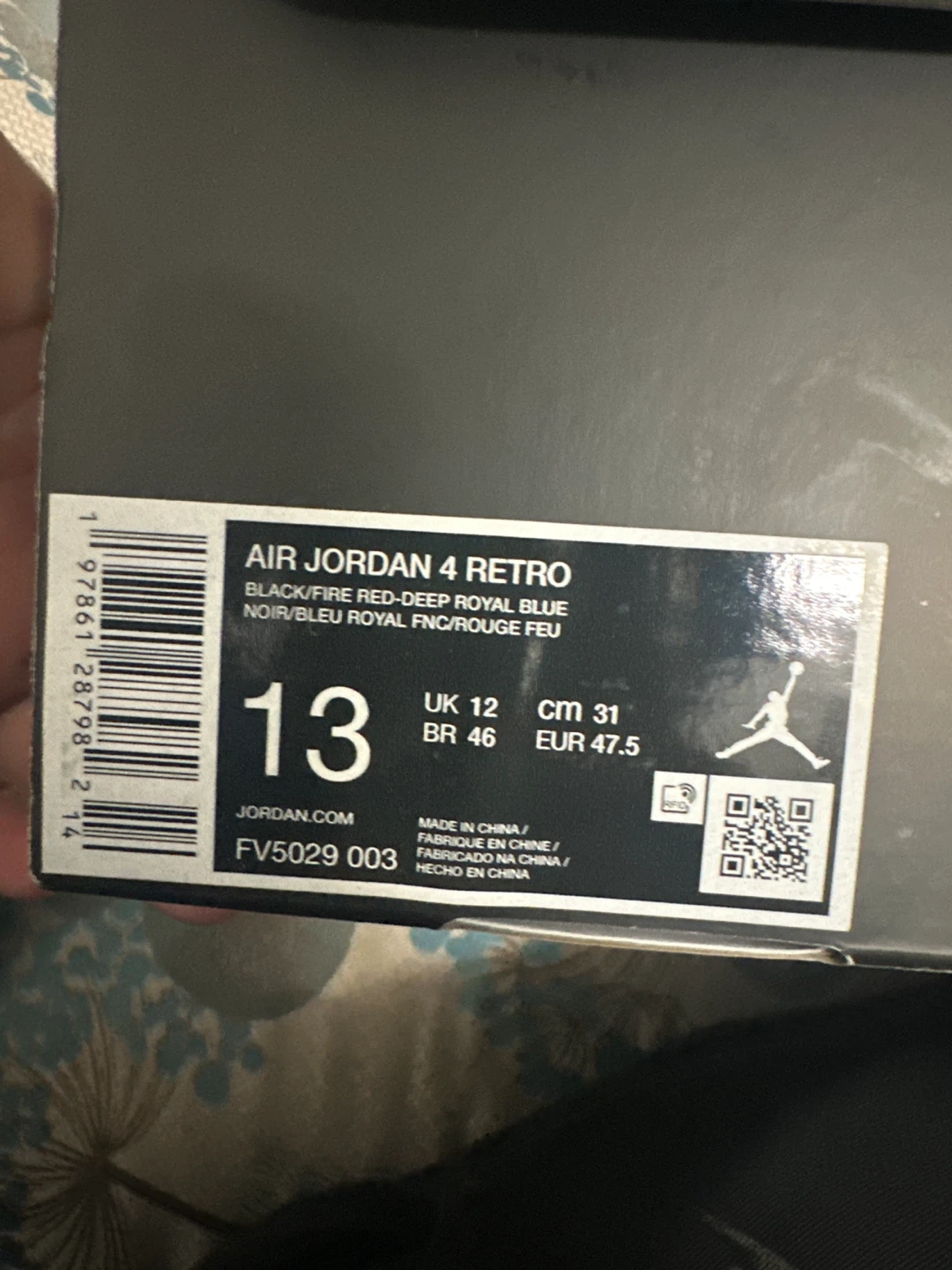 Nike Air Jordan 4 Retro "Black/Fire Red" Size 13 - photo 4