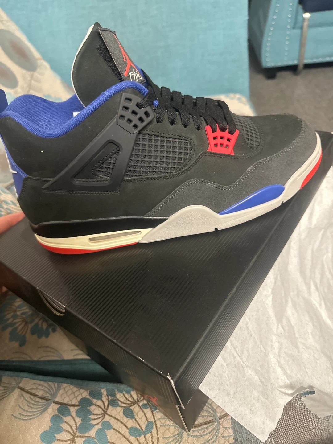 Nike Air Jordan 4 Retro "Black/Fire Red" Size 13 - photo 2