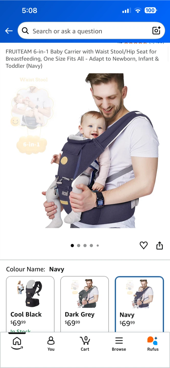 NEW FRUITEAM 6-in-1 Baby Carrier